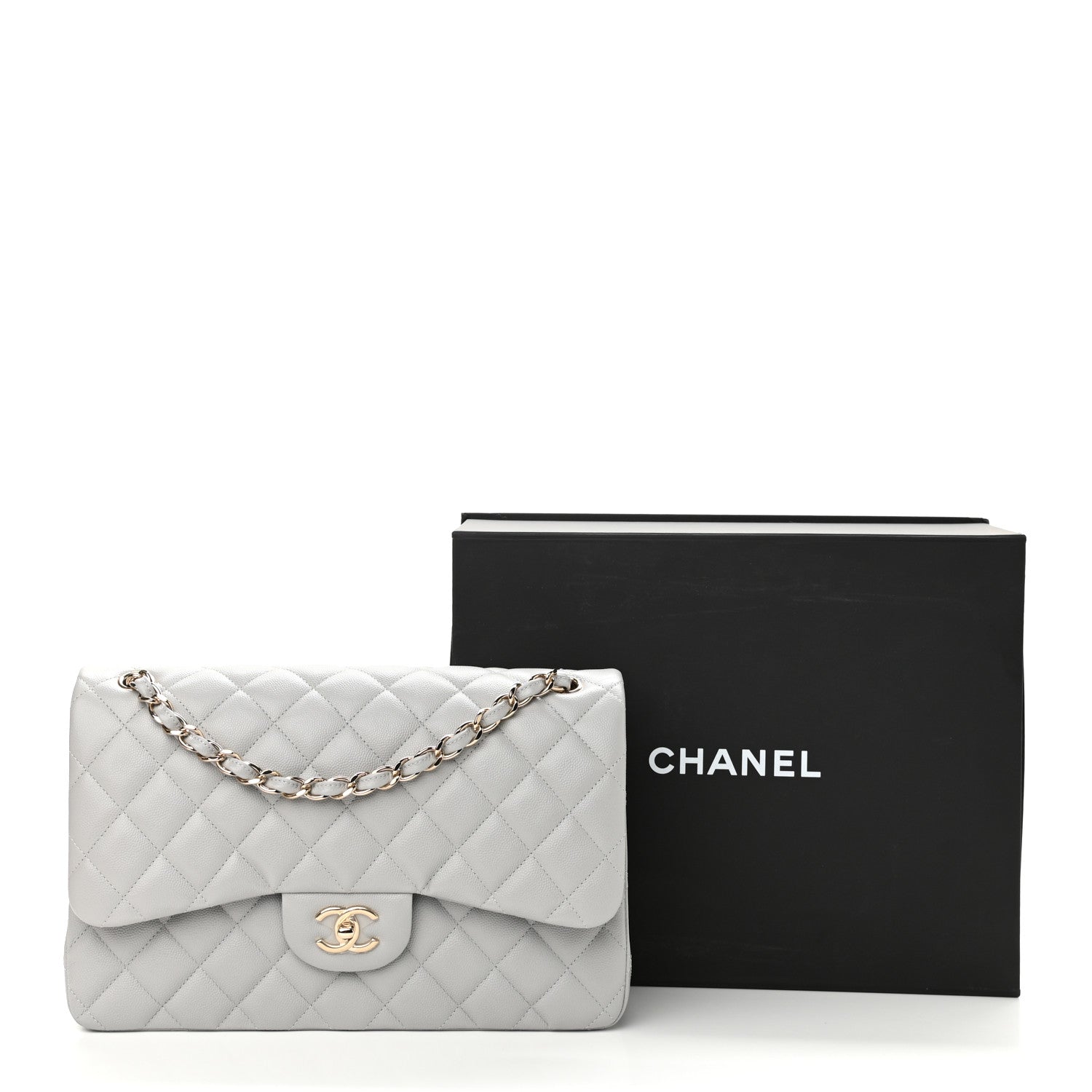 Chanel Caviar Quilted Jumbo Double Flap Grey 10 of 10