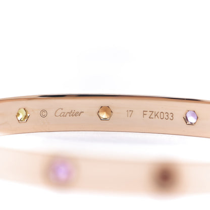 Cartier 18K Pink Gold Sapphire Garnet Amethyst LOVE Bracelet 17 4 of 5