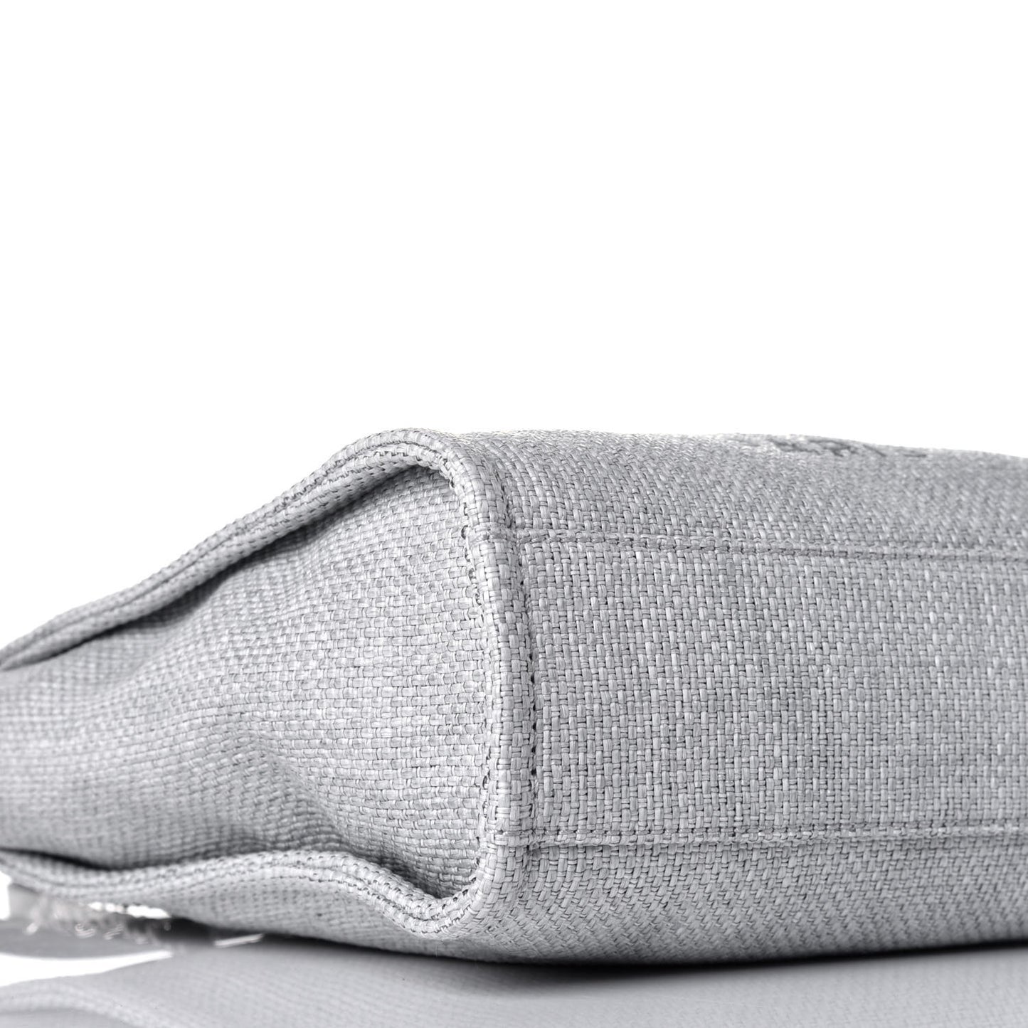 Woven Straw Raffia Mini Deauville Tote Grey