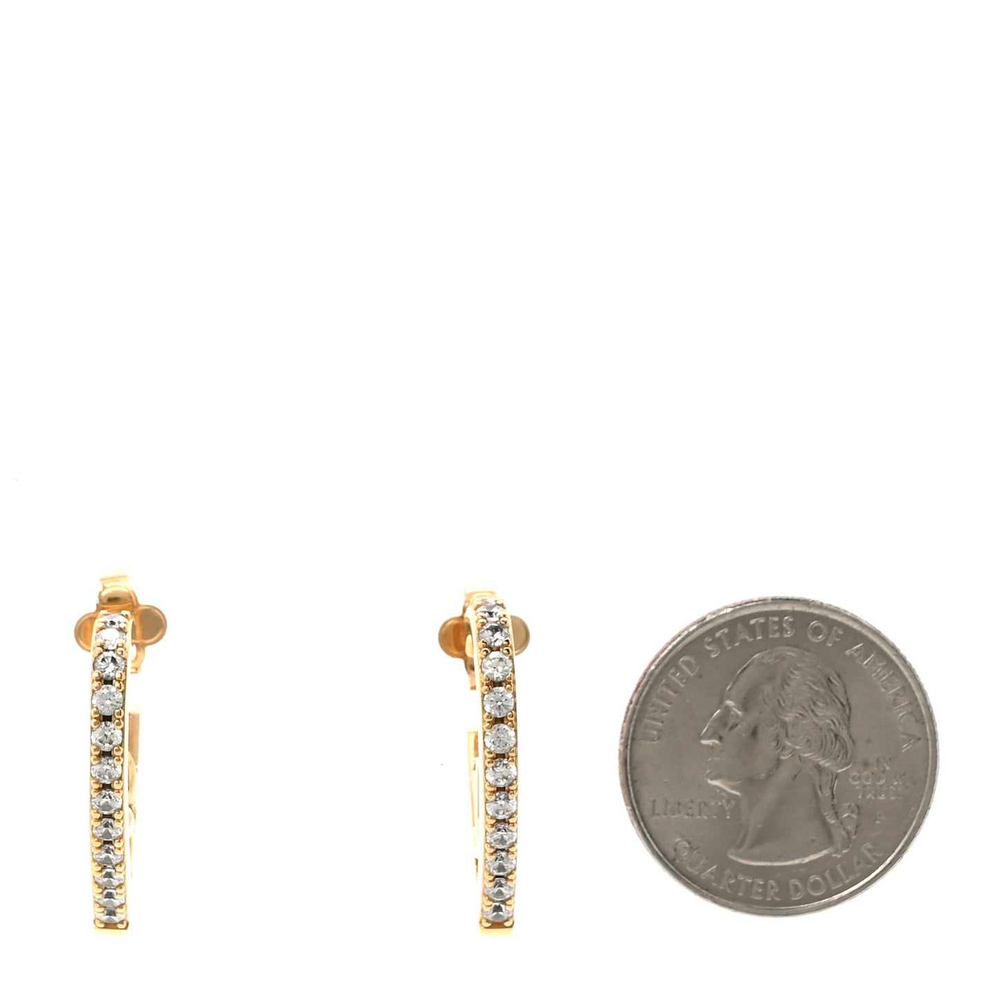 Metal Crystal My LV Love Hoop Earrings Gold