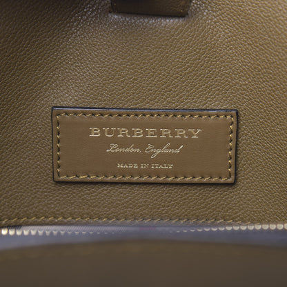 Burberry Mini Grain Calfskin Bi-Color Small Barnsburry Tote Clay Green Burnt Toffee 5 of 9