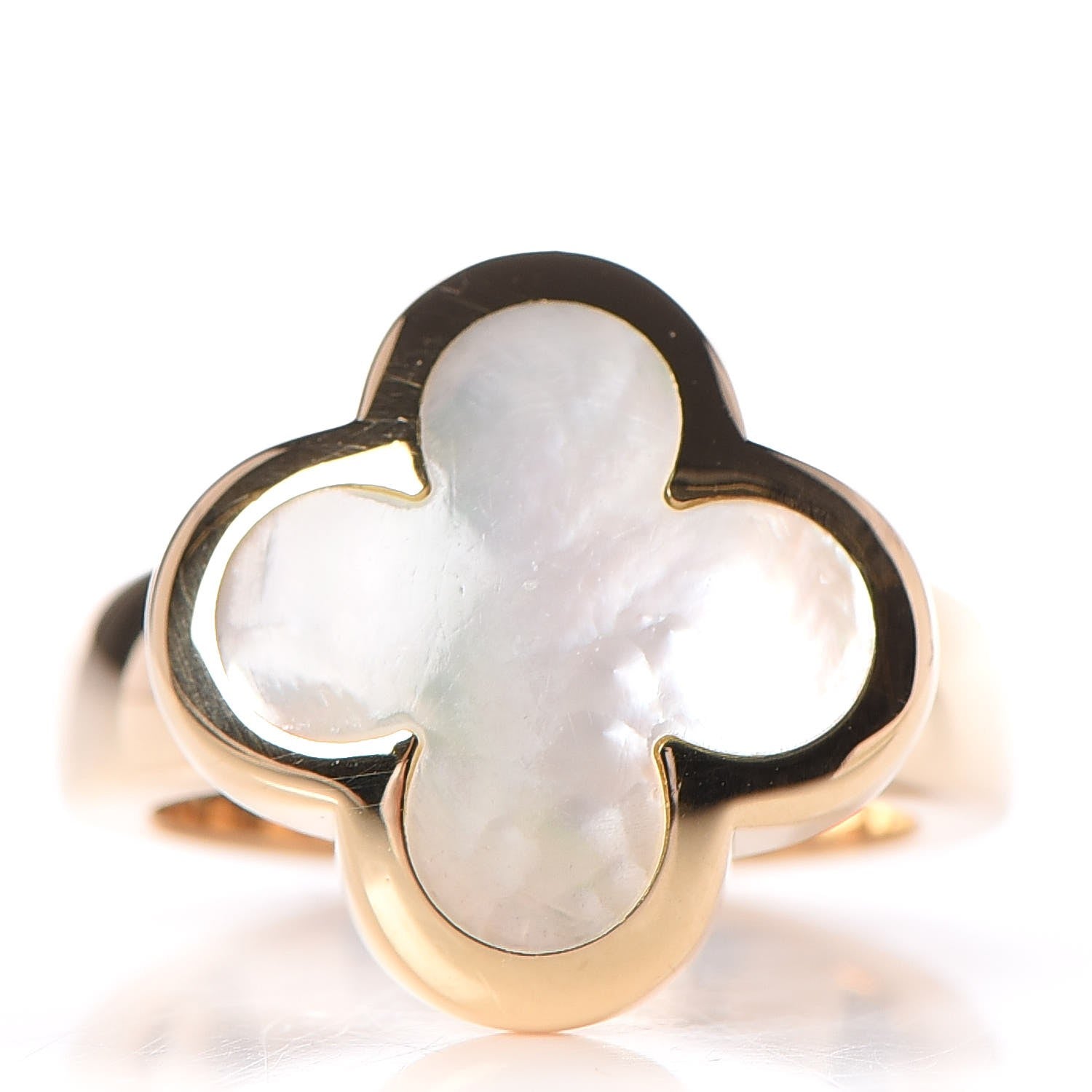 Van Cleef & Arpels 18K Yellow Gold Mother of Pearl Pure Alhambra Ring 49 5 1 of 6