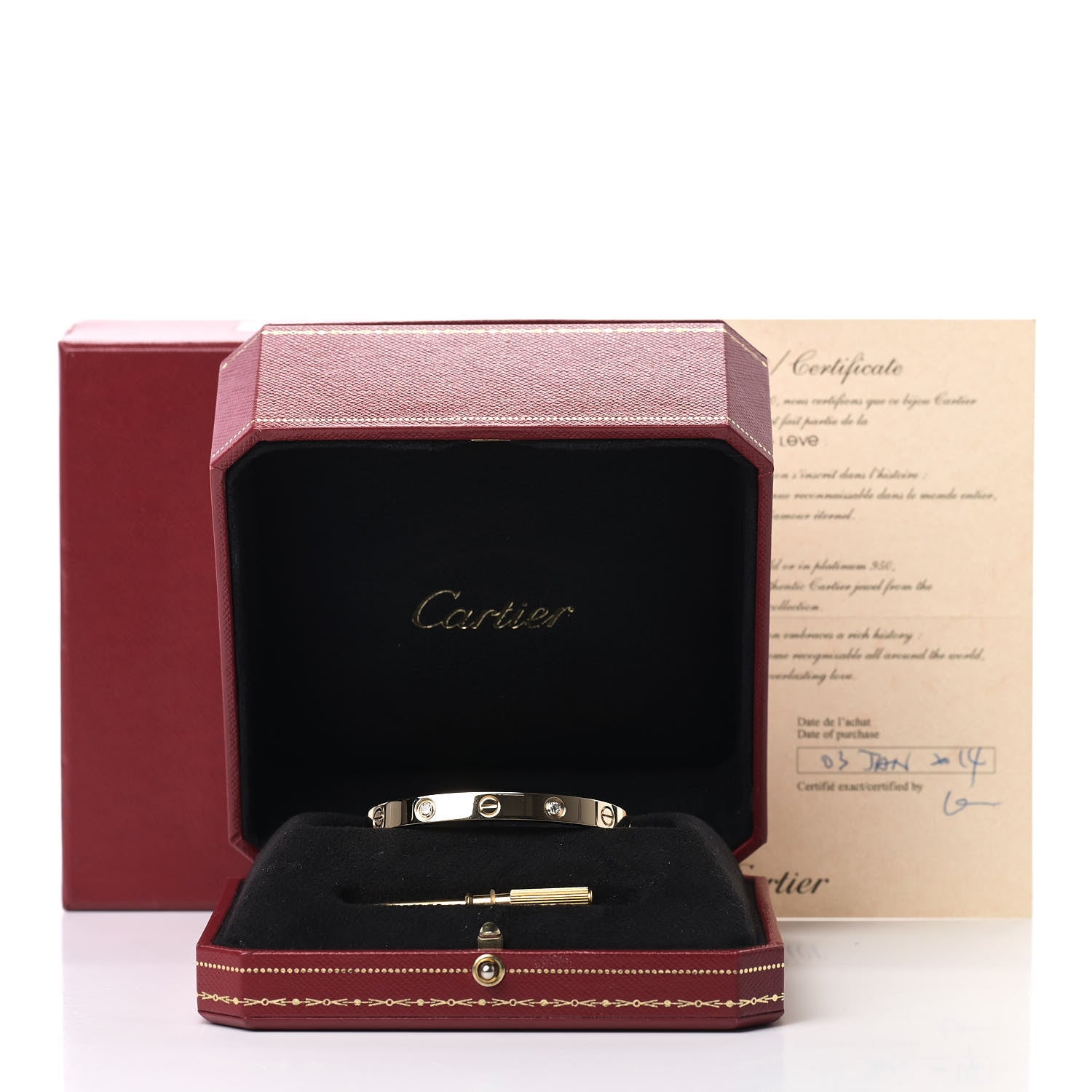 Cartier 18K Yellow Gold 4 Diamond LOVE Bracelet 16 6 of 6