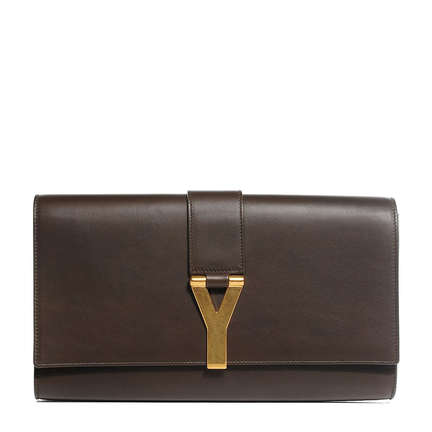 Calfskin Classic Y Clutch Brown
