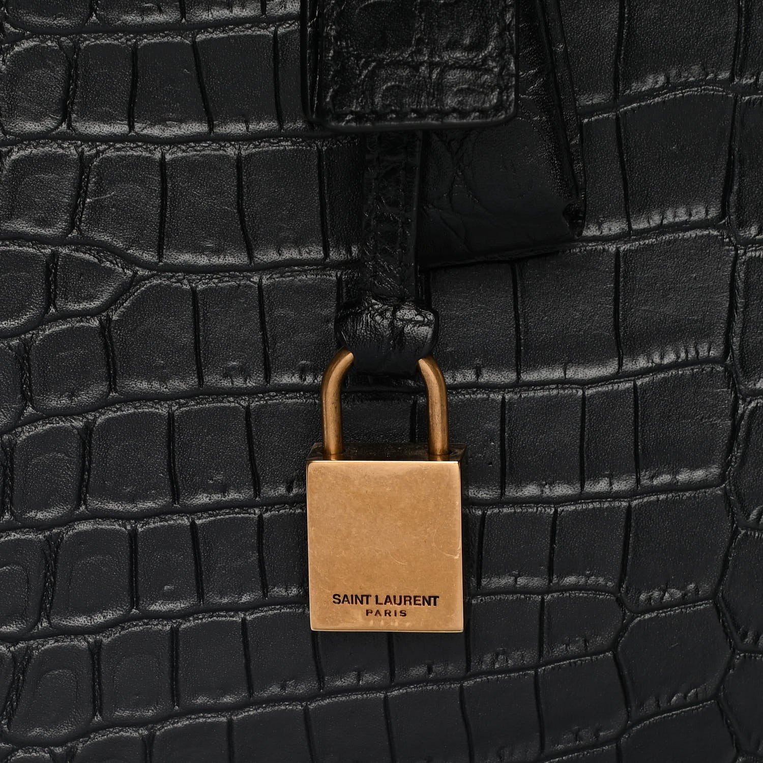 Saint Laurent Calfskin Crocodile Embossed Baby Sac De Jour Black 7 of 17