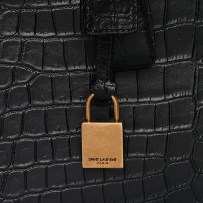 Saint Laurent Calfskin Crocodile Embossed Baby Sac De Jour Black 7 of 17