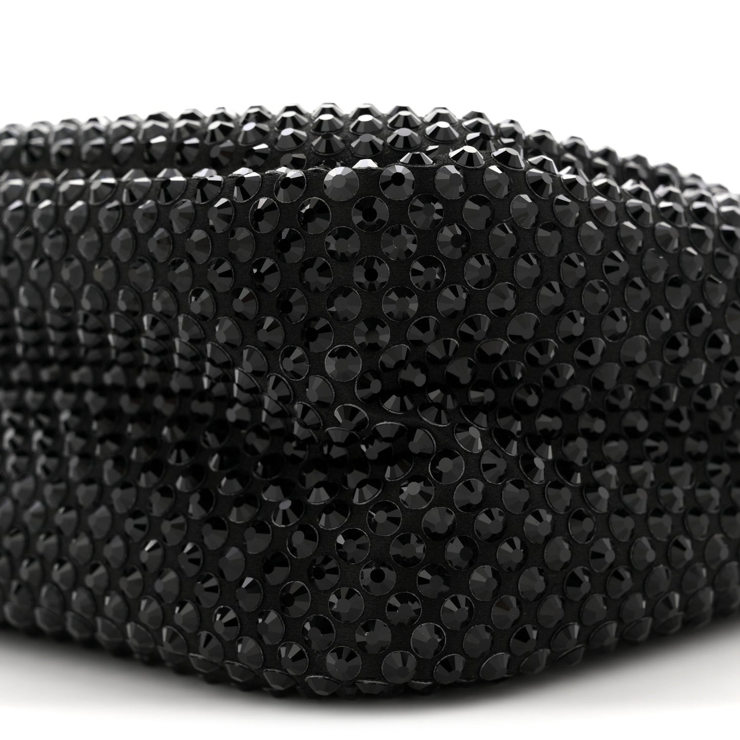 Satin Crystal Soft Padded Small Double Handled Shoulder Bag Black