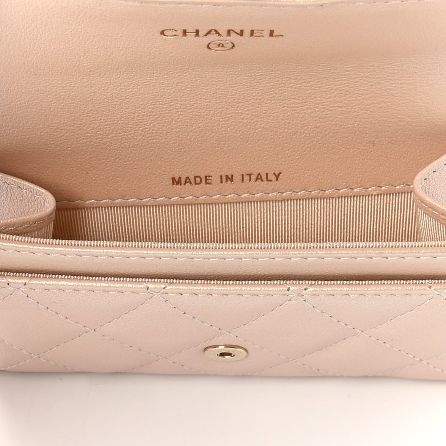 Chanel Metallic Lambskin Quilted Flap Card Holder Wallet Gold 5 of 9
