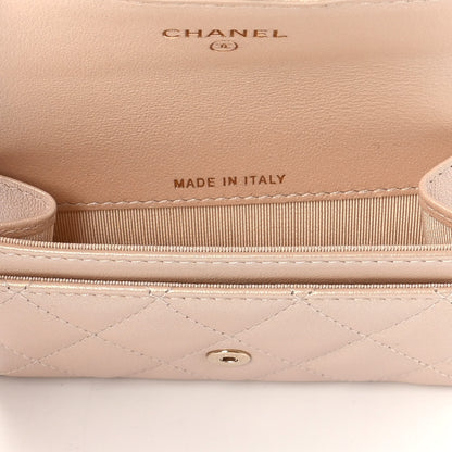 Chanel Metallic Lambskin Quilted Flap Card Holder Wallet Gold 5 of 9