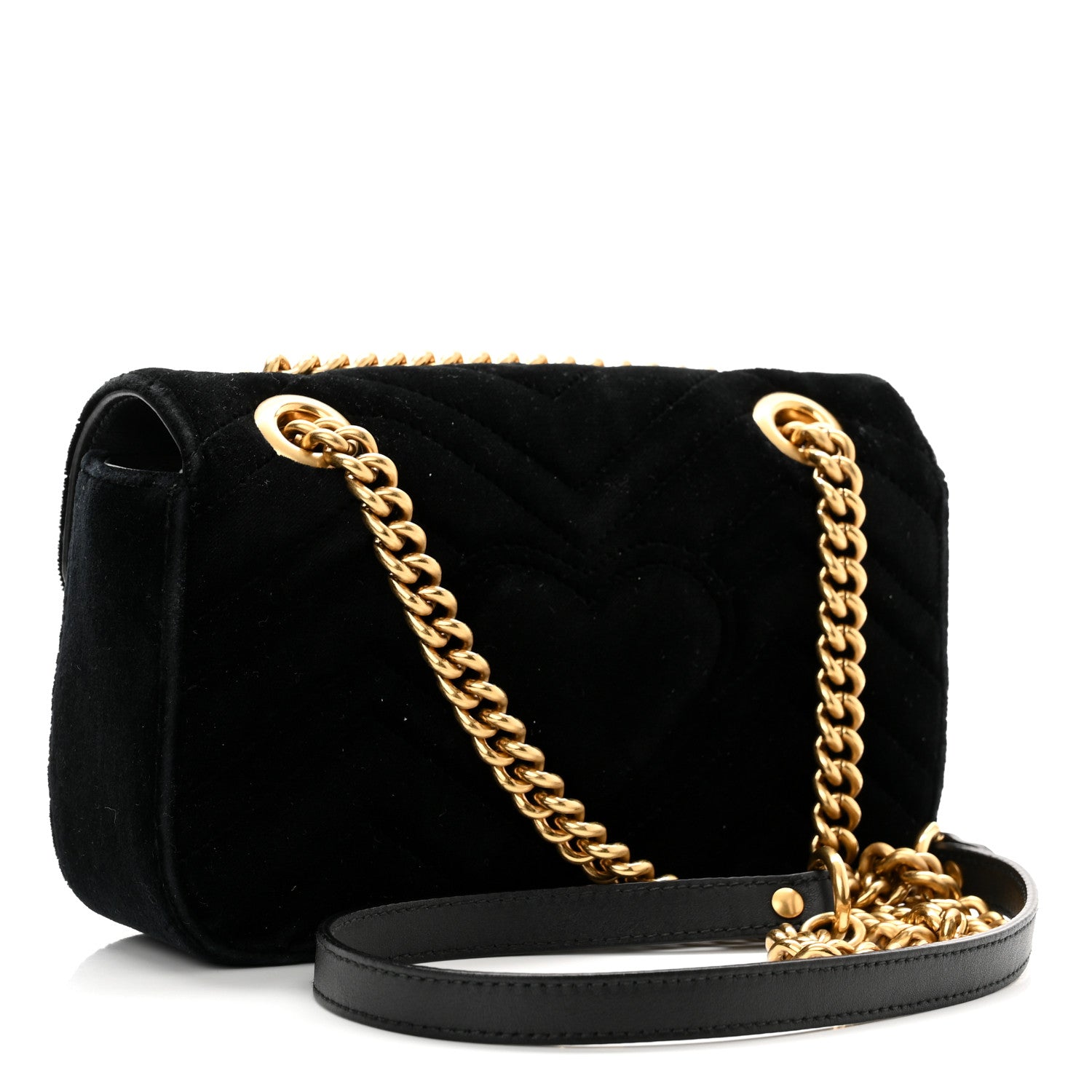 Gucci Velvet Matelasse Mini GG Marmont Shoulder Bag Black 3 of 10