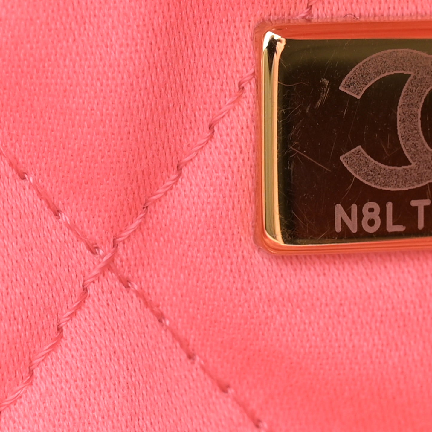 Shiny Calfskin Quilted Chanel 22 Coral Pink