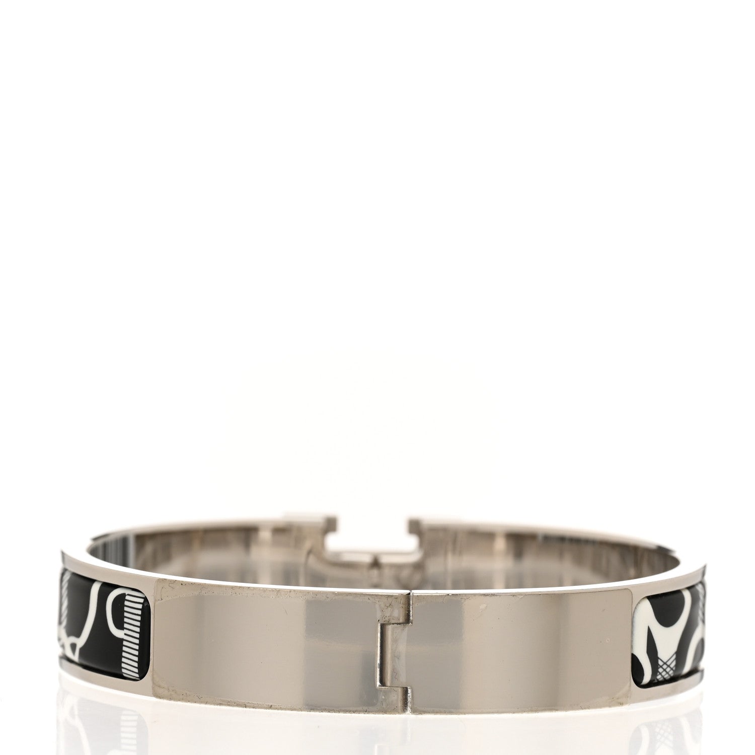 Hermes Enamel Printed Panoplie Equestre Narrow Clic Clac H Bracelet GM Positif Negatif 3 of 4
