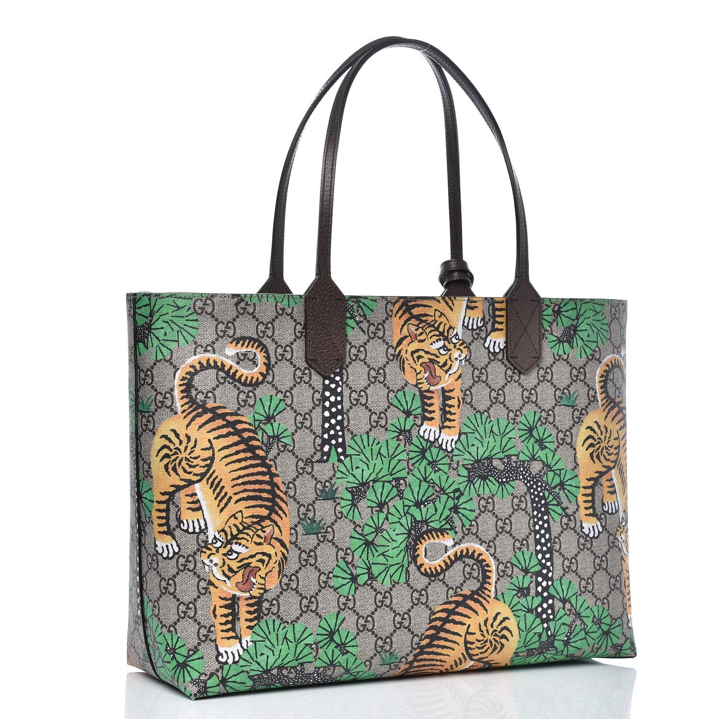 GG Supreme Monogram Bengal Medium Shopping Tote Beige Yard