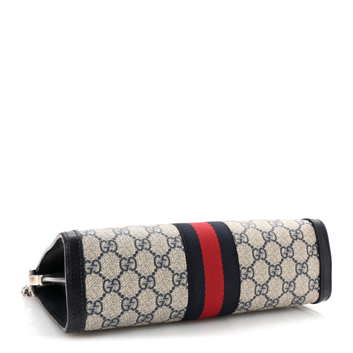Gucci GG Supreme Monogram Textured Dollar Calfskin Web Small Ophidia Chain Shoulder Bag Beige Blue 4 of 9