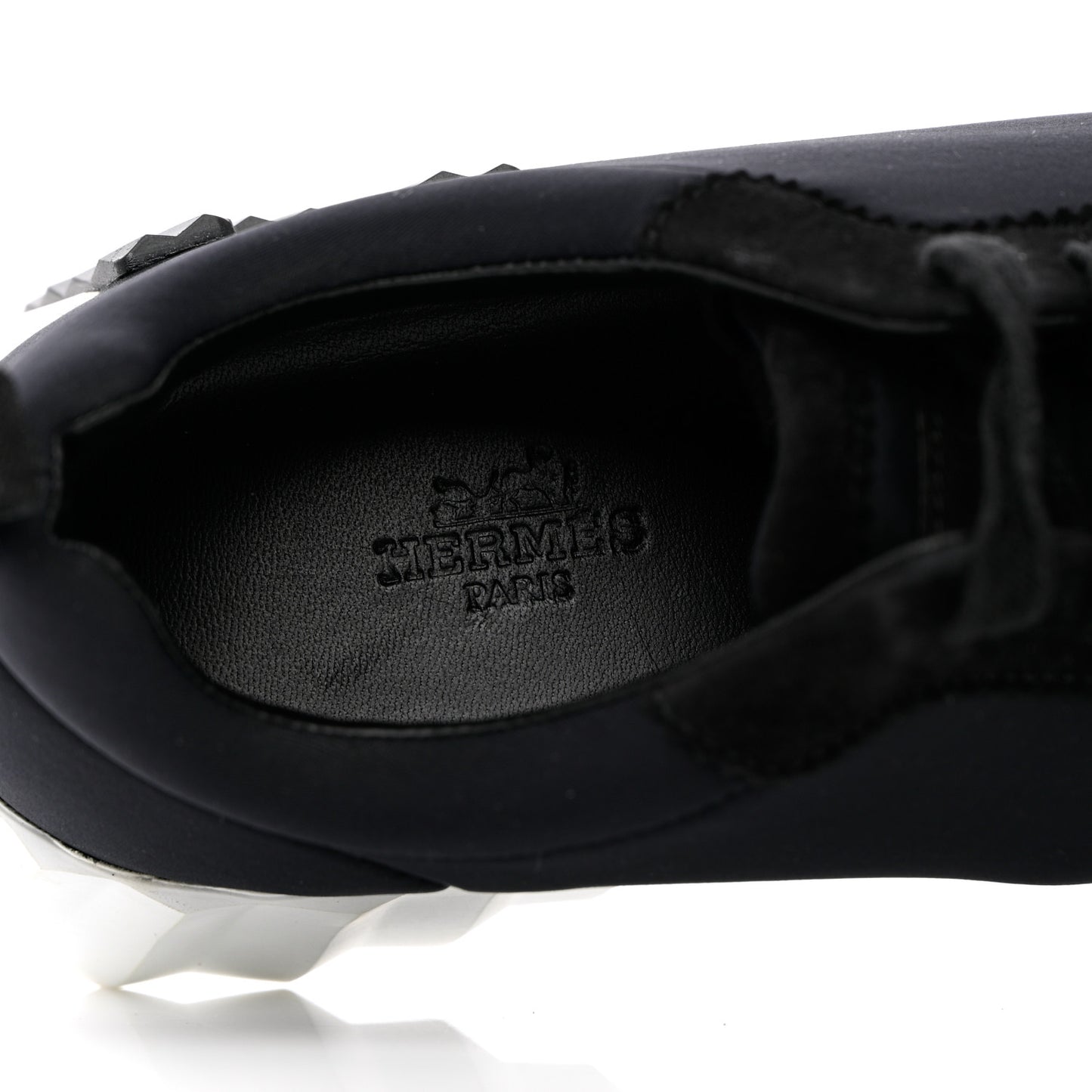 Technical Jersey Suede Goatskin Bouncing Sneakers 36 Black White