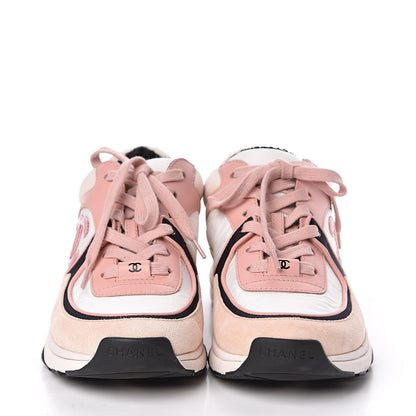 Chanel Nylon Lambskin Suede Calfskin CC Sneakers 39 Pink 2 of 8