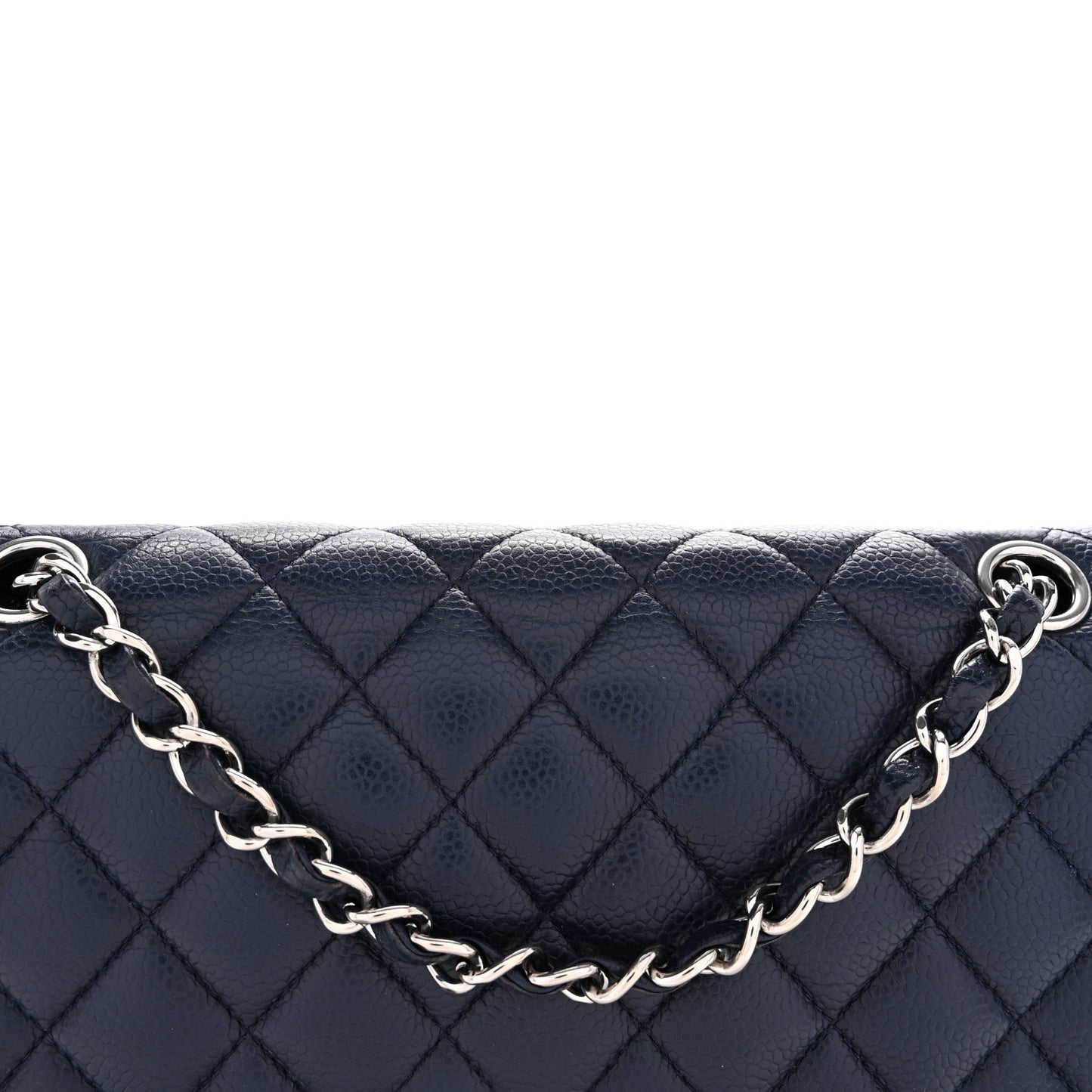 Caviar Quilted Medium Double Flap Navy