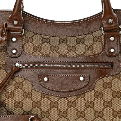 Balenciaga X GUCCI GG Monogram Azalea Calfskin Neo Classic Silver Hardware Medium City Beige Ebony Brown Sugar 8 of 10