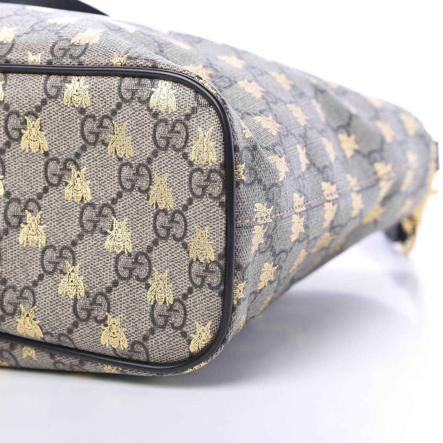 Gucci Soft GG Supreme Monogram Bees Small Crossbody Tote Beige Oro Black 9 of 10