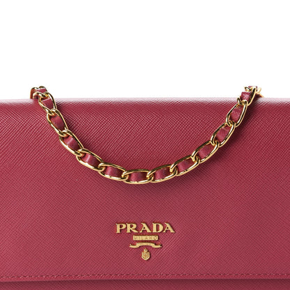 Prada Saffiano Metal Oro Chain Wallet Peonia 9 of 10