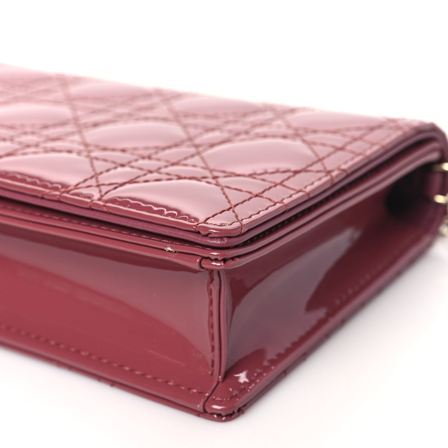 Christian Dior Patent Cannage Lady Dior Convertible Clutch  Mallow Rose 11 of 12