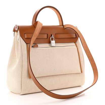 Hermes H Plume Canvas Vache Hunter Circuit 24 Herbag Zip Retourne 31 Fauve Ecru Beige 4 of 12