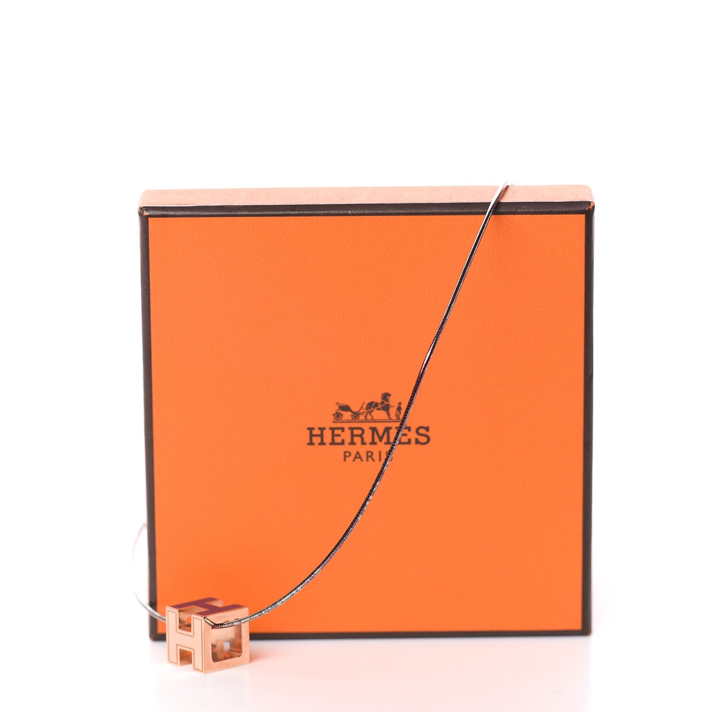 Rose Gold Lacquered Cage d'H Pendant Necklace Marine