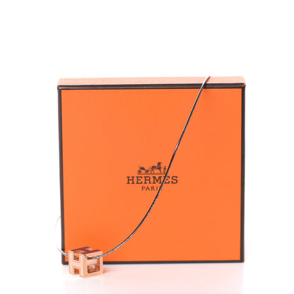 Hermes Rose Gold Lacquered Cage d'H Pendant Necklace Marine 11 of 11
