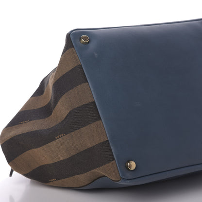 Fendi Pequin Vitello Magnetic Top Satchel Tobacco Petrolio 6 of 9