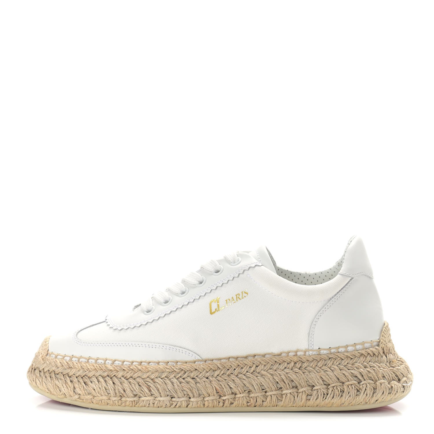 Christian Louboutin Toile Calfskin Espasneak Flat Sneaker 39 Ivory 1 of 8