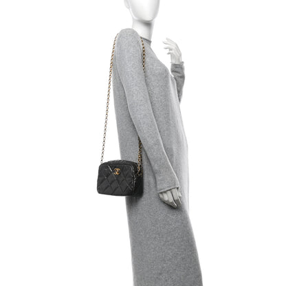 Chanel Metallic Calfskin Pearl Quilted CC Mini Camera Case Ruthenium 2 of 10