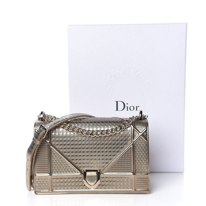 Christian Dior Metallic Patent Micro-Cannage Medium Diorama Flap Bag Gold 11 of 11