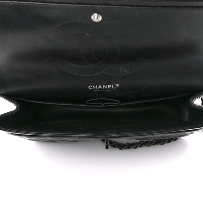 Chanel Shiny Distressed Calfskin Quilted Jumbo Double Flap So Black 5 of 13