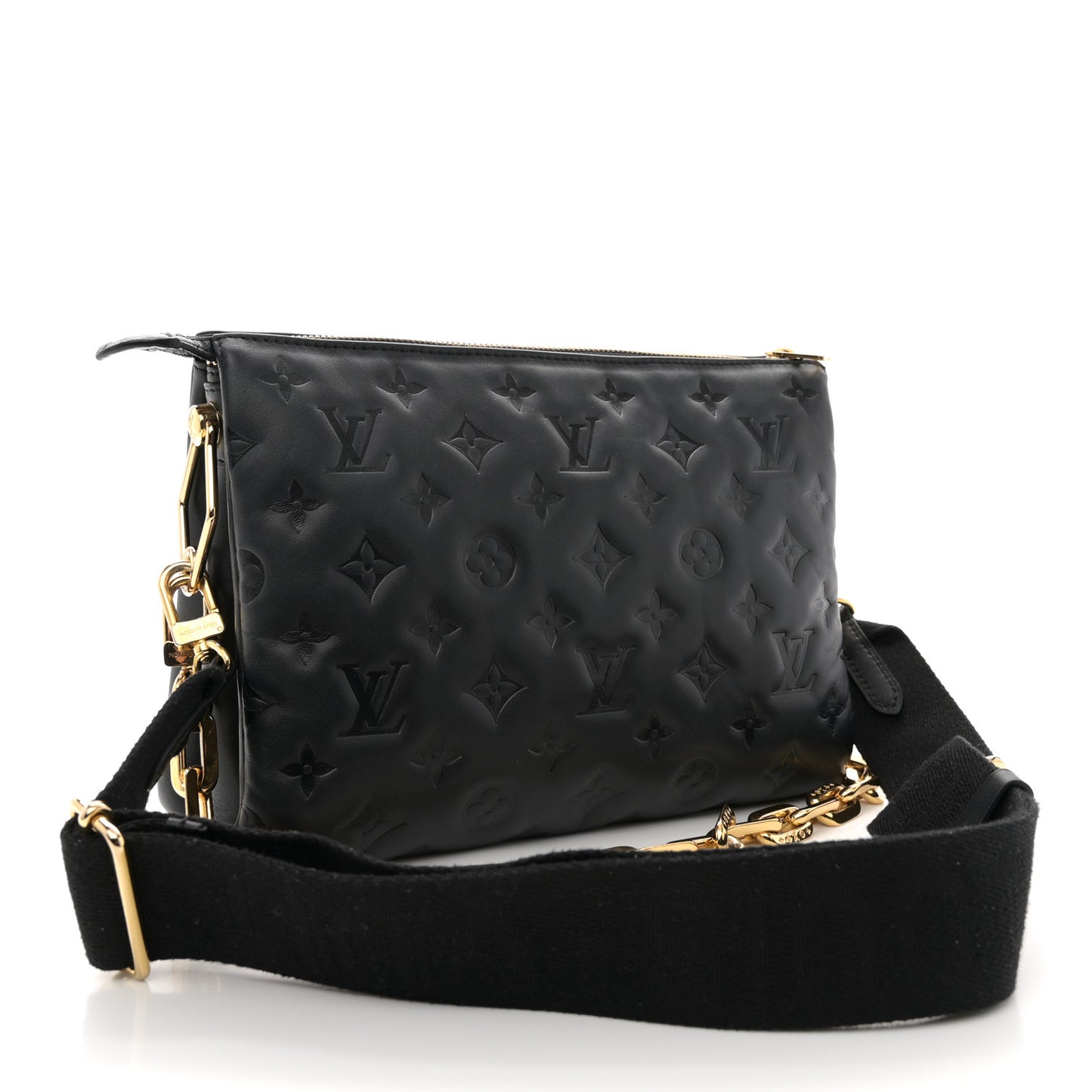 Lambskin Embossed Monogram Coussin PM Black