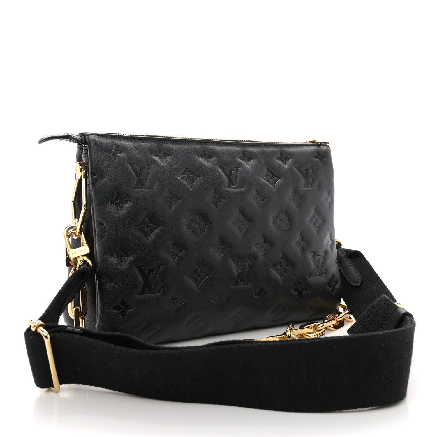 Louis Vuitton Lambskin Embossed Monogram Coussin PM Black 3 of 11