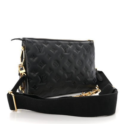Louis Vuitton Lambskin Embossed Monogram Coussin PM Black 3 of 11