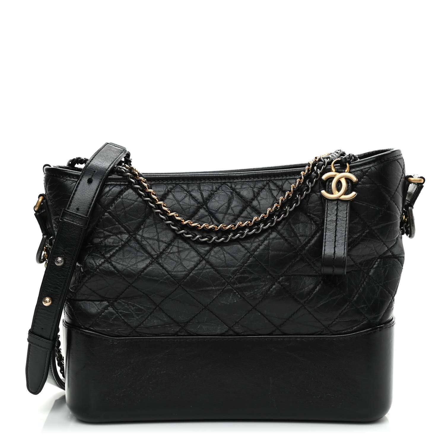 Chanel Aged Calfskin Quilted Medium Gabrielle Hobo Black 1 of 10
