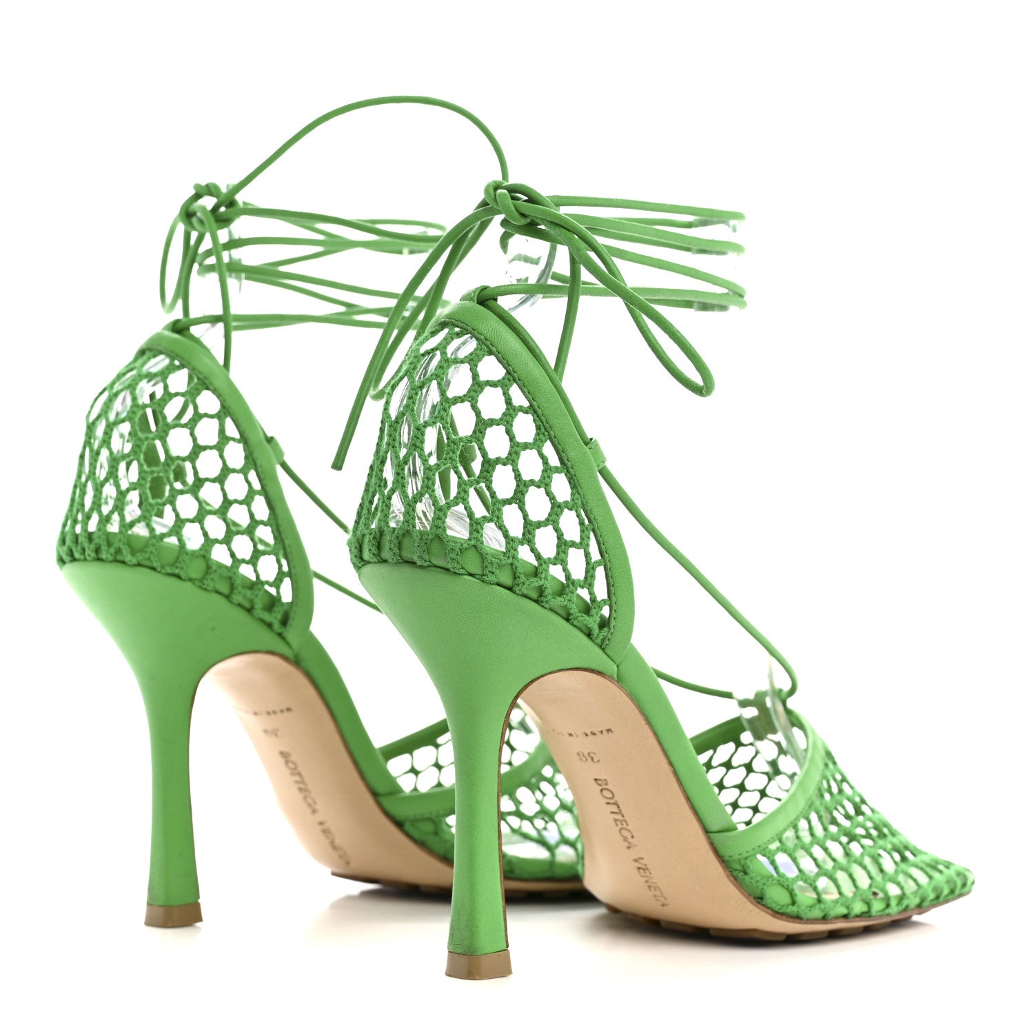 Bottega Veneta Mesh Nappa Stretch Ankle Tie 90mm Sandals 39 Grass 5 of 10