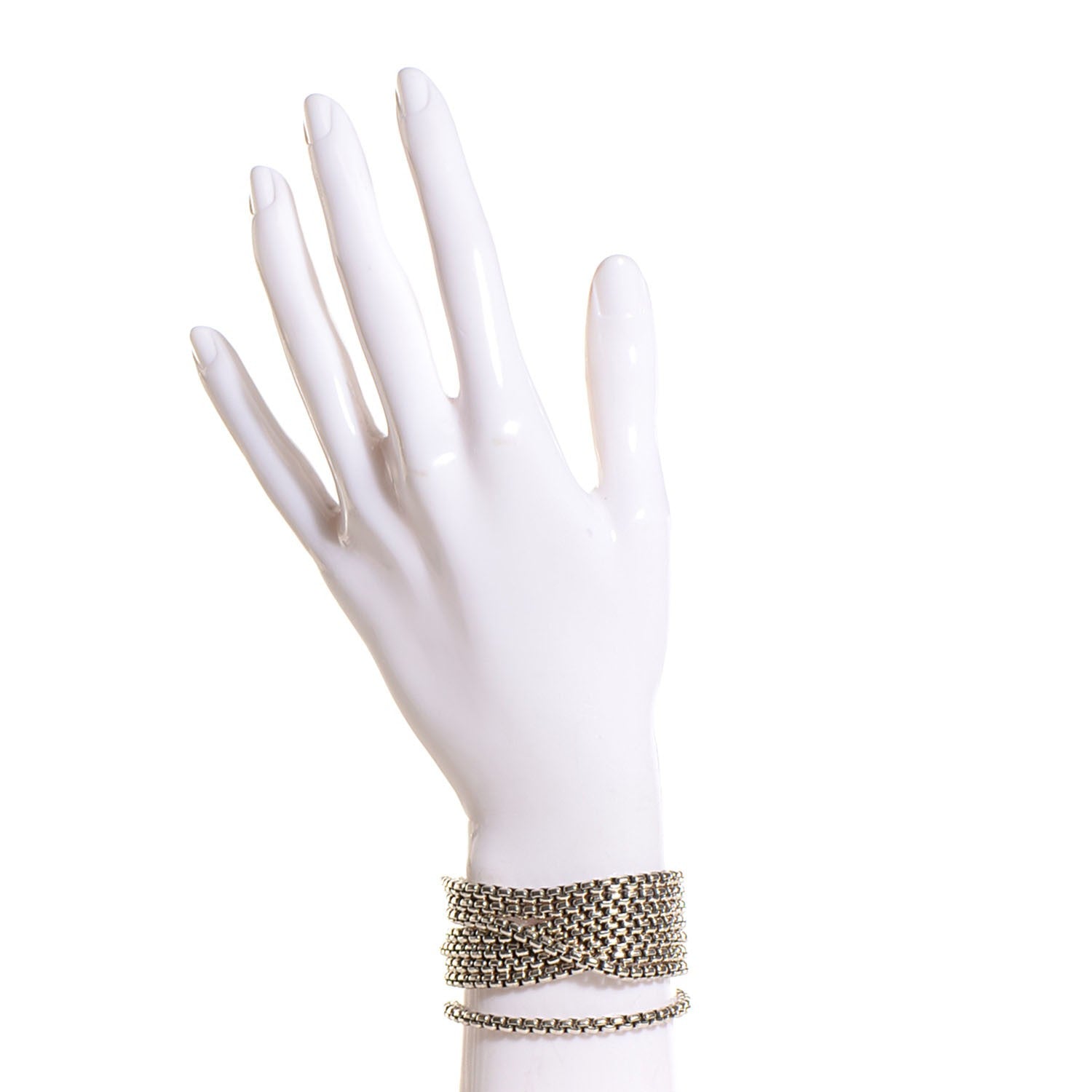 David Yurman Sterling Silver Eight-Row Box Chain Bracelet 2 of 9