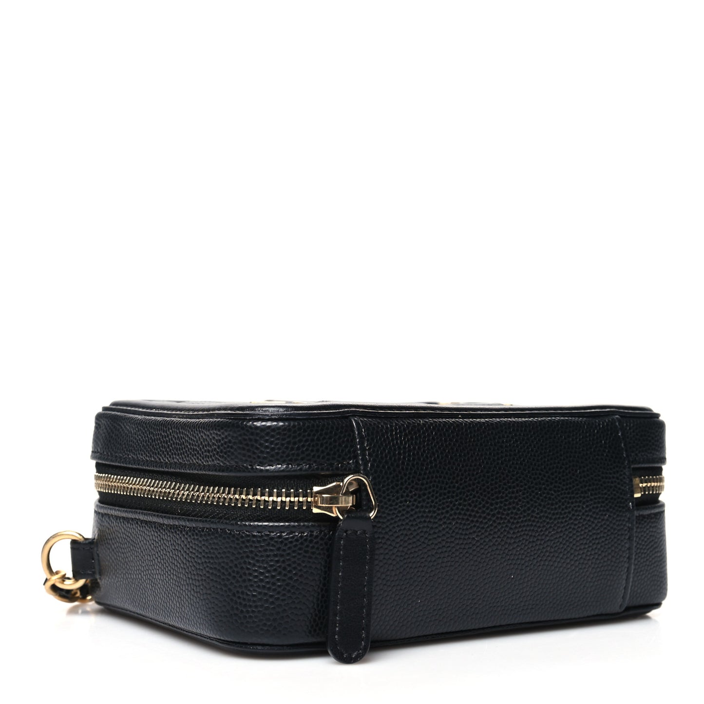 Caviar Quilted CC Filigree Vanity Clutch With Chain Black