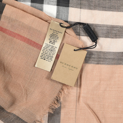 Burberry Wool Silk Gauze Giant Check Lightweight Scarf Camel 3 of 4