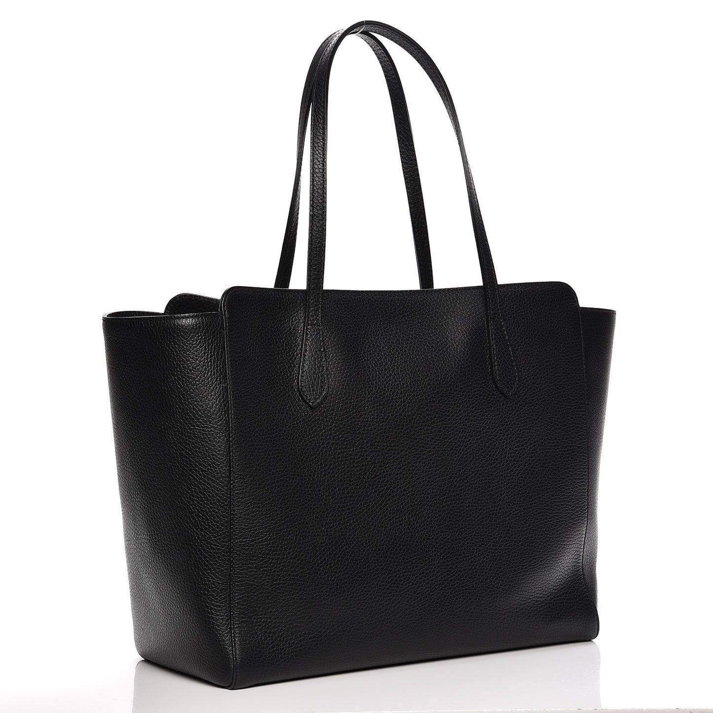 Pebbled Calfskin Medium Swing Tote Black