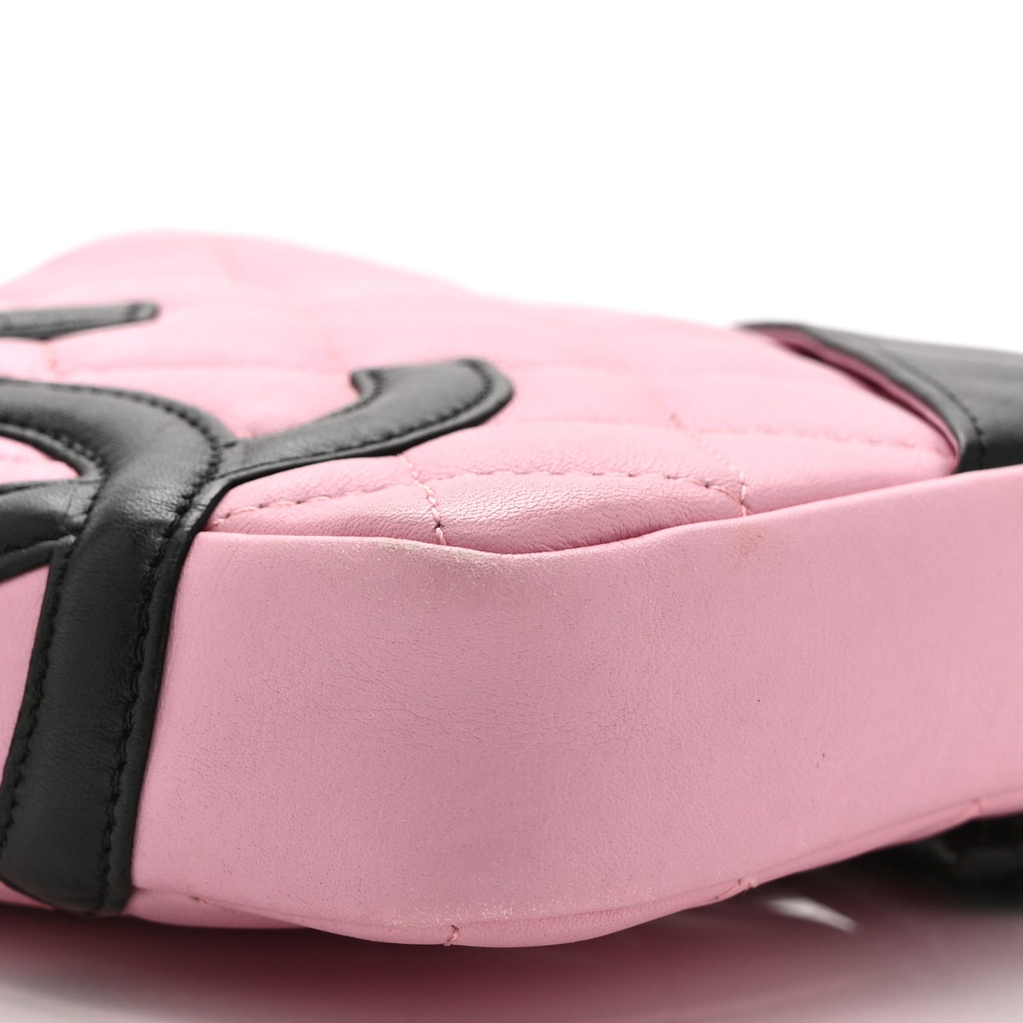 Calfskin Quilted Small Cambon Messenger Pink Black