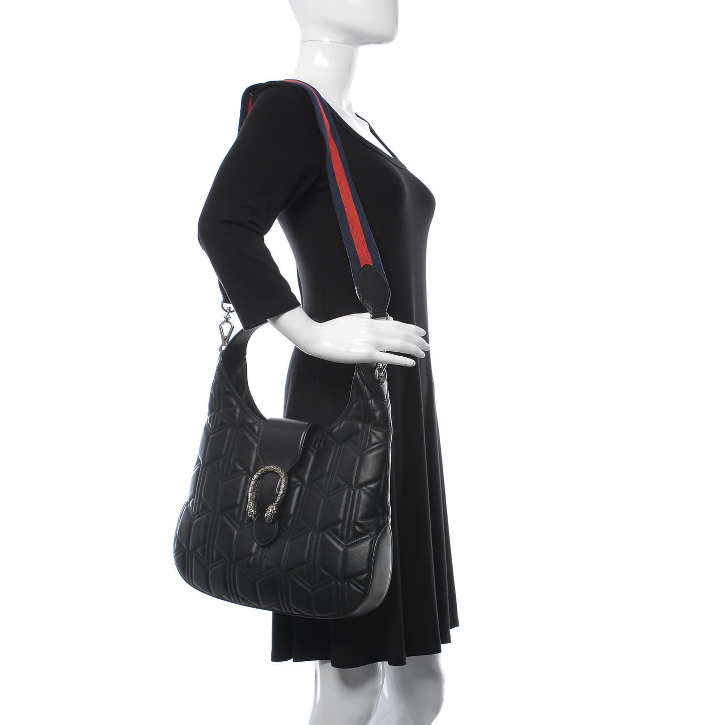 Calfskin Web Quilted Medium Dionysus Hobo Black