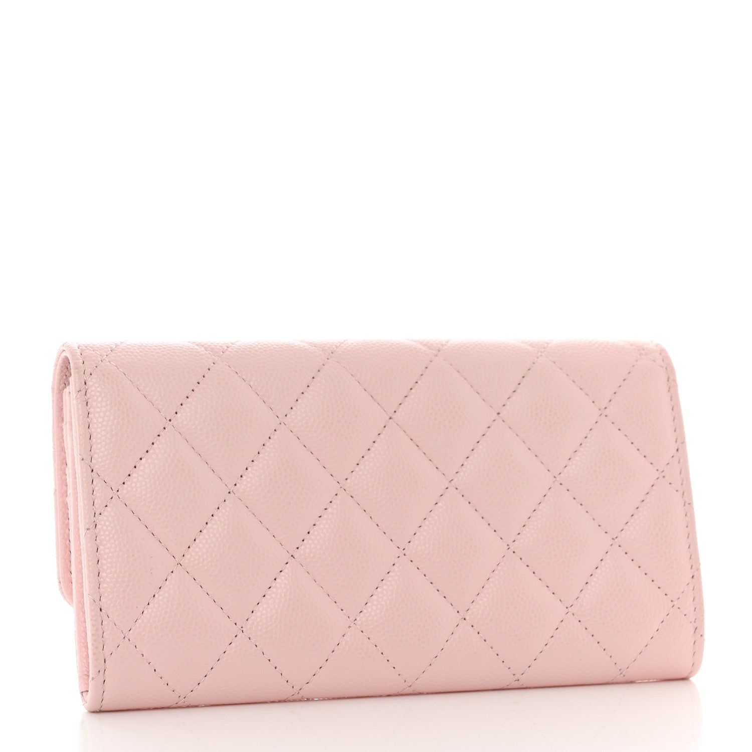 Chanel Caviar Quilted Crystal CC Large Gusset Flap Wallet Pink 3 of 12