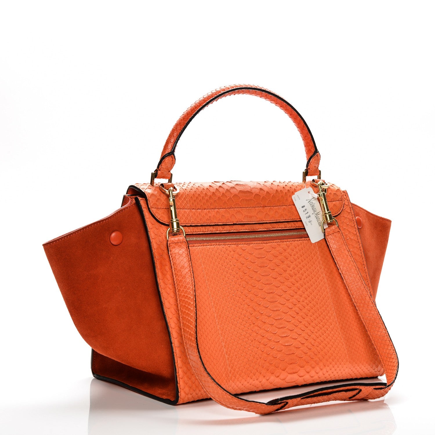 Celine Python Suede Medium Trapeze Fluo Orange 3 of 6
