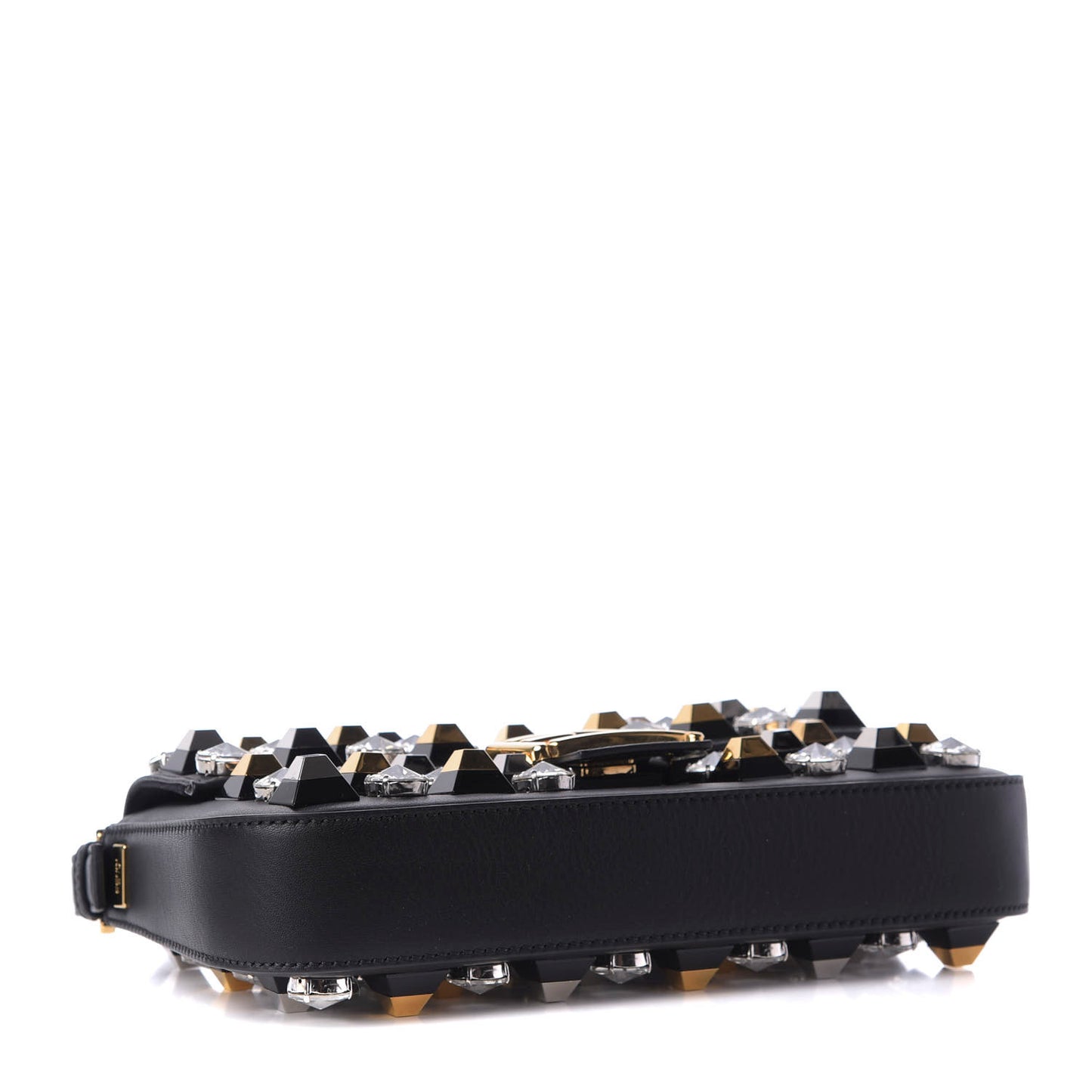 Vitello Dolce Studded Baguette Black Gold