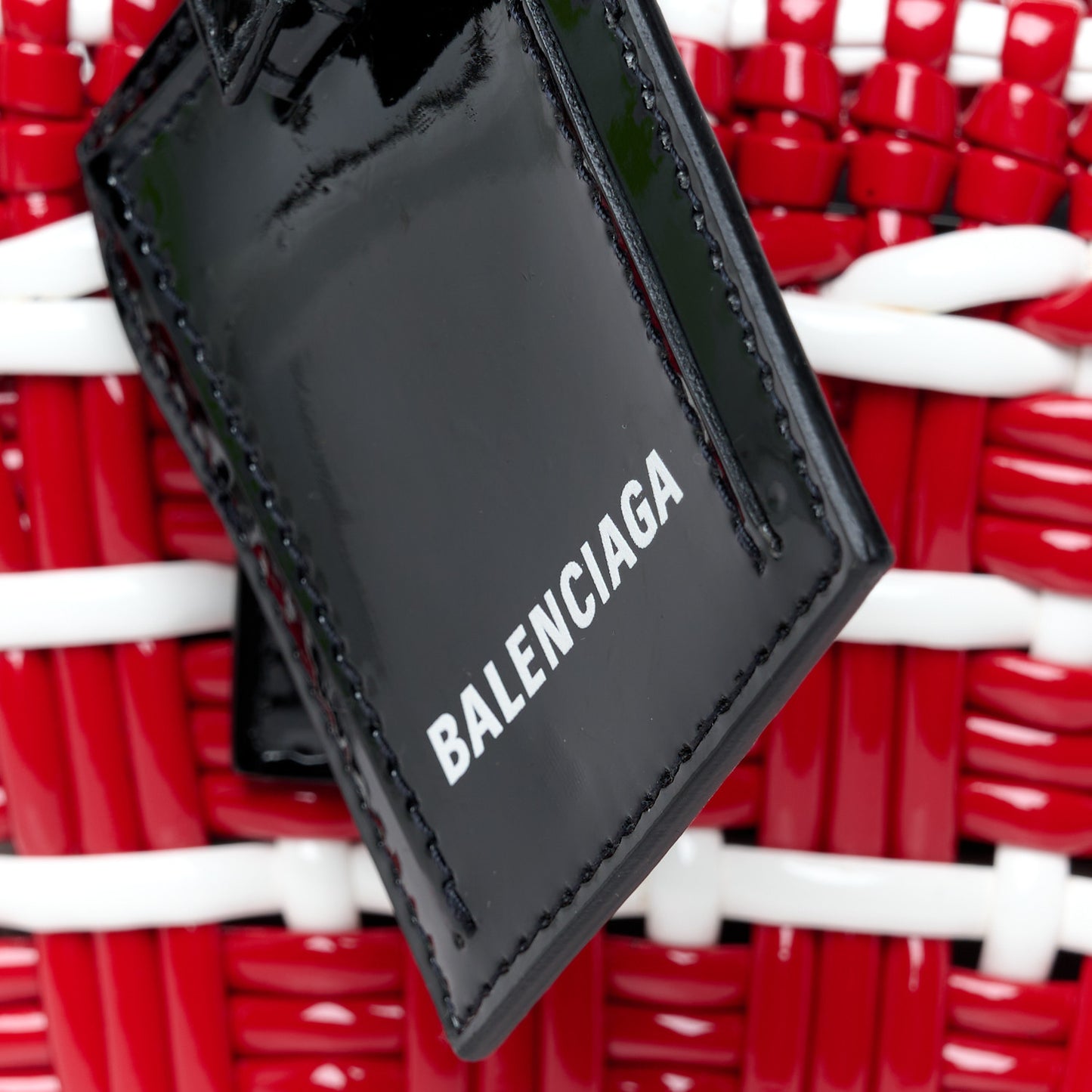 Faux Calfskin XXS Bistro Basket Red White