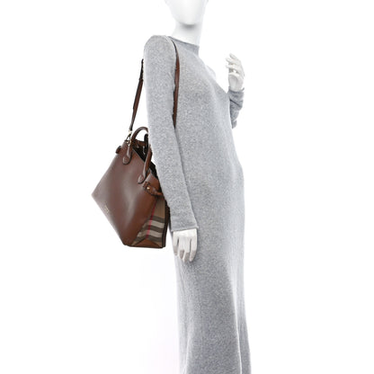 Burberry Grainy Calfskin House Check Large Banner Tote Tan 2 of 9