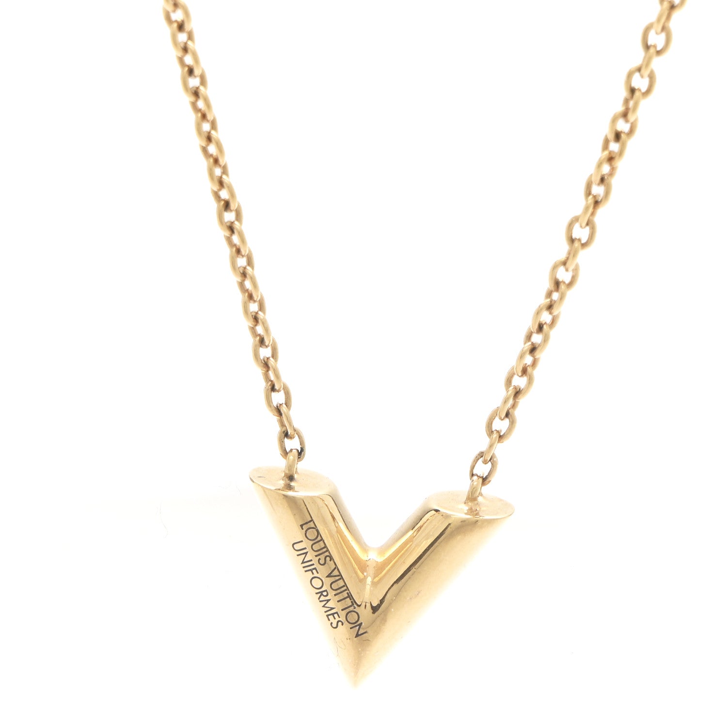 Louis Vuitton Essential V Necklace Gold 6 of 6